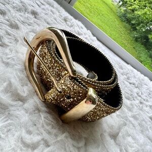 A. BROD Gold Shimmer Glitter Belt Size Large Metallic